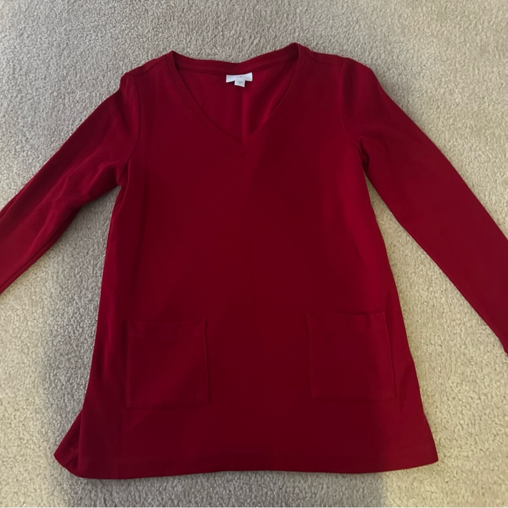 J. Jill Deep Red V-Neck Top